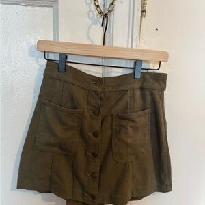 Olive Button-Front Mini Skirt